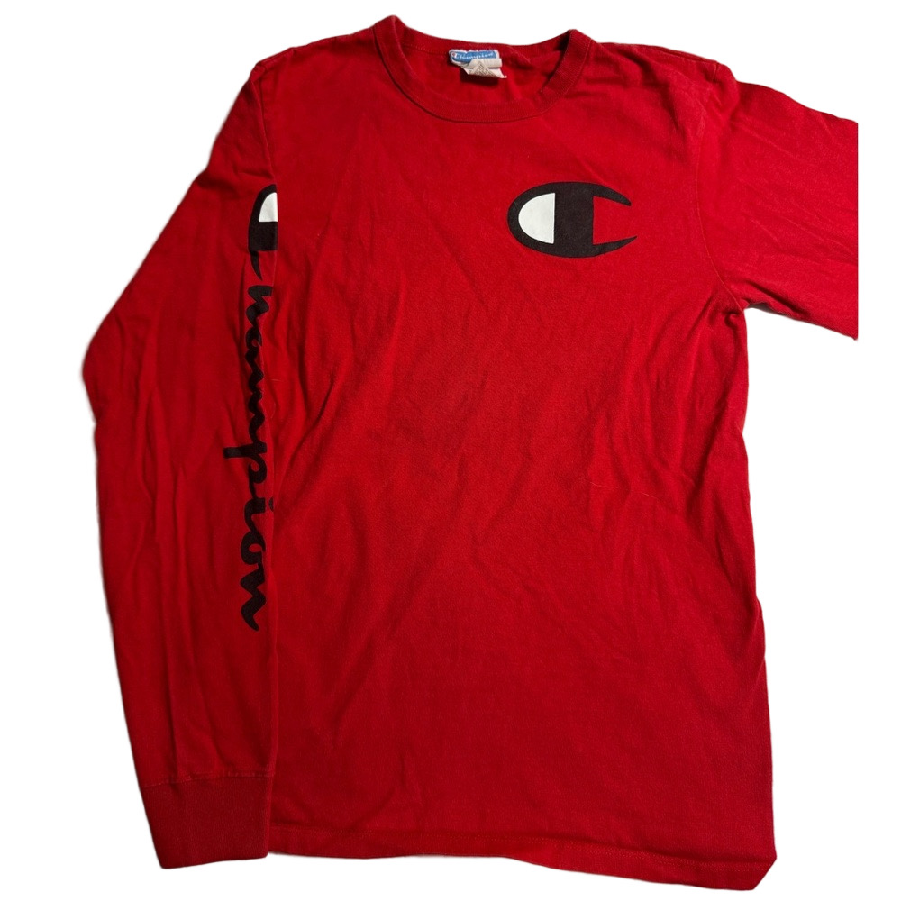 Champion Red Long Sleeved Activewear Casual Athletic Shirt Men Small Comfy